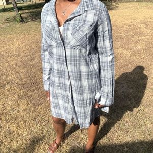 Women’s Blue Old Navy Long-Sleeve Shirt Dress